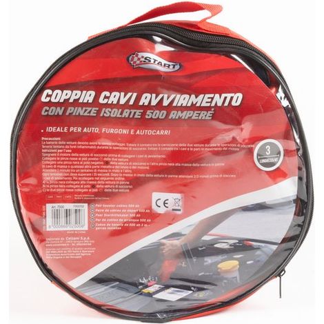 Coppia cavi batteria con pinze isolate in ABS 400AH