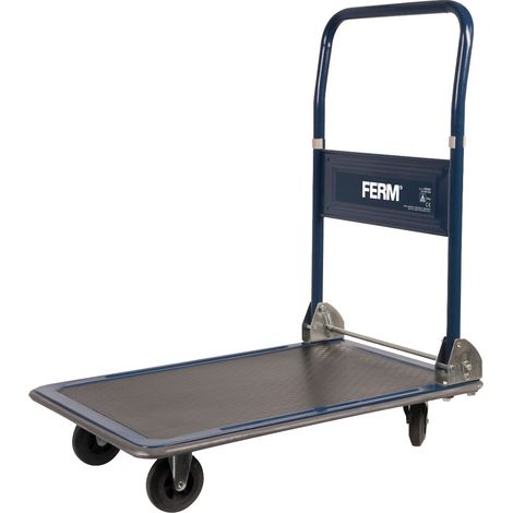 Ferm – Chariot à plateforme 150kg TTM1027 – Pliable – Roues à billes pour maniabilité – Plateau caoutchouc 734x480mm