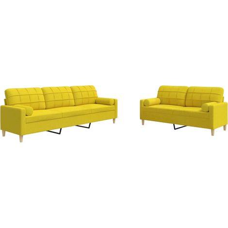 Maison Exclusive - Set di Divani 2 pz con Cuscini Giallo Chiaro in Tessuto (1/5)