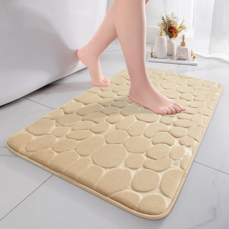 1 Tapis de bain, mousse à mémoire de forme, aspect galet, velours corail, salle de bain (1/5)