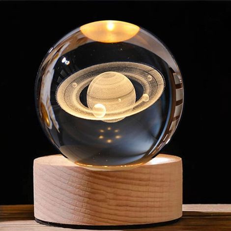 Crystal Solaire - Modèle 3D Système Solaire avec Base LED - Décoration Bureau Maison - 60 mm - 1 Pièce (1/5)
