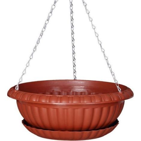 Pot De Fleurs Suspendu - Plastique - Design Triangulaire Avec Plateau Collecteur D Eau - Pour Balcon Jardin Bureau - 1 Unite