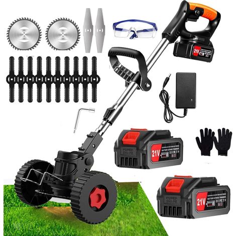 Coupe-bordure à batterie 21V avec 2 batteries 2,6Ah – Chargeur inclus – Moteur en cuivre pur – Coupe nette pour terrains difficiles
