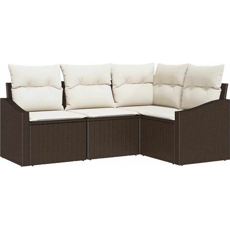 Maison Exclusive - Sofa Set mit Kissen 4 pcs Braun Poly-Rattan