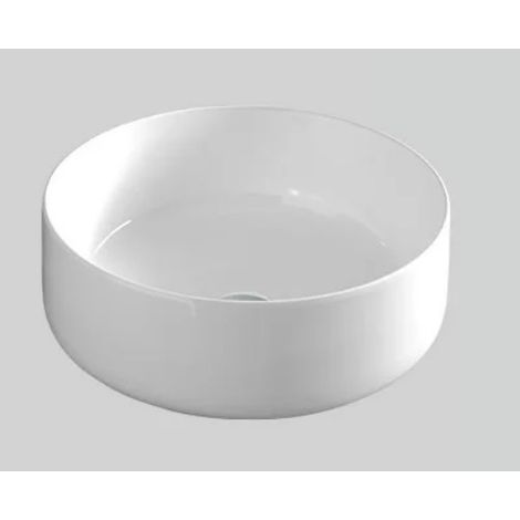 Lavabo cognac appoggio cm. 42 ceramica bianco lucido h 16 cm senza piletta