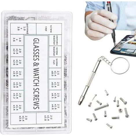 Kit de réparation lunettes, kit d'outils verres Écrous et vis d'entretien lunettes soleil, outil tournevis précision pour montre, téléphone portable, G - (1/5)