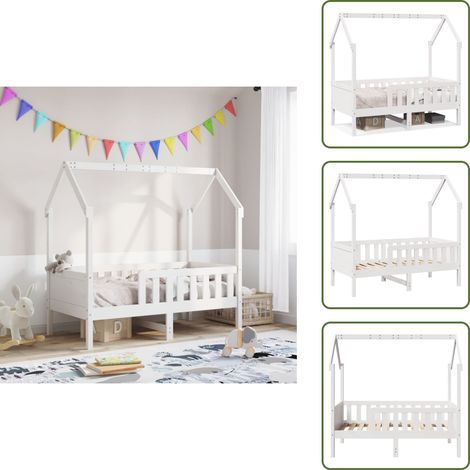 Letto per bambini - vidaXL Giroletto Casetta Bambini Bianco 80x160 cm Legno Massello Pino - Giroletto bambini