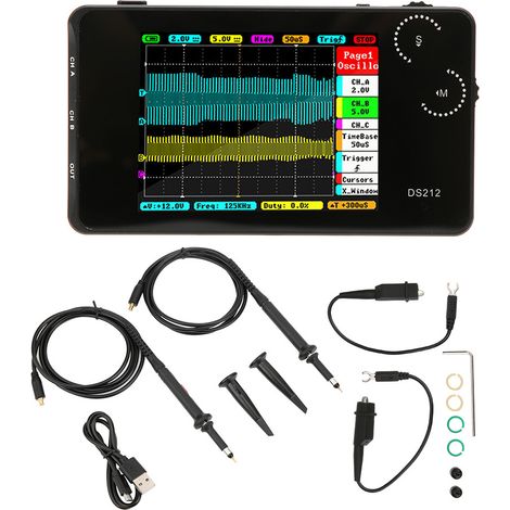 Oscilloscope numérique portable DS212, format de poche, 2 canaux, avec interface USB (1/5)