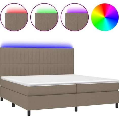 Maison Exclusive - Letto a Molle Materasso e LED tortora 200x200cm in Tessuto (1/5)