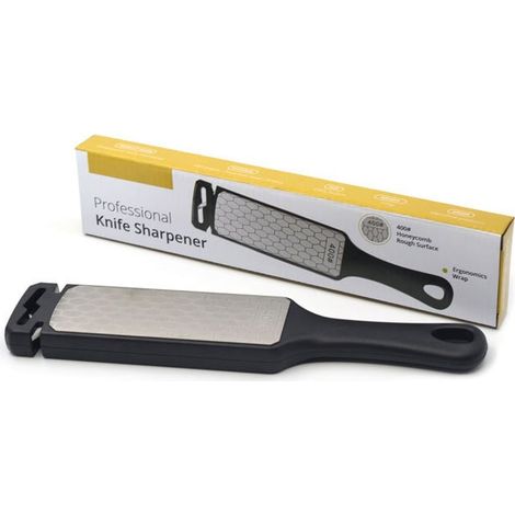 Affûteur de couteaux double face, en acier émeri et tungstène, pierre à aiguiser de cuisine, affûteur de couteaux noir multifonctionnel (1/5)