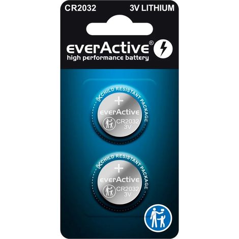 Everactive cr2032 mini batteria de litio - blister 2 pz.
