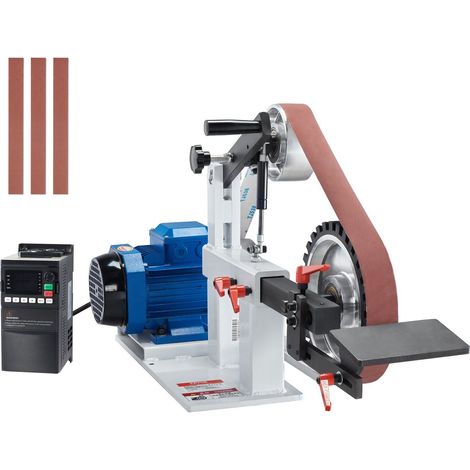 Ponceuse à bande 72x2 pouces, vitesse variable 1500W avec VFD, 3 gabarits de ponçage et 3 bandes abrasives incluses, pour métallurgie et fabrication de couteaux. (1/5)