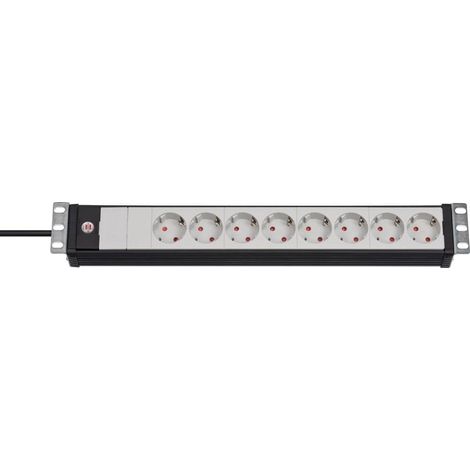 Bloc multiprise, à 8 Prises, Format 48,26 cm, pour Les armoires de Serveur, avec 3 m de câble, Noir/Gris