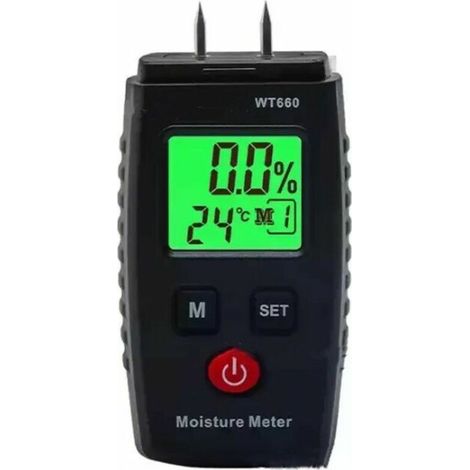Testeur Humidité, Détecteur d'Humidité à Broche avec 3 Modes, Écran LCD avec rétroéclairage vert, Détecteur de Moisissures pour Bois et Matériaux de Construction.