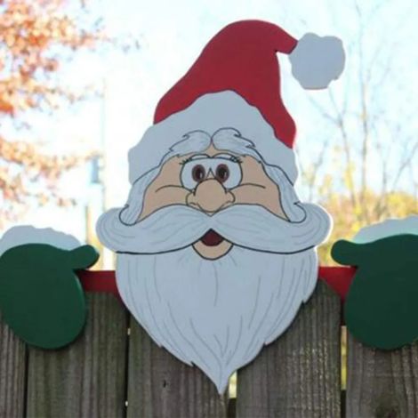 Holzpfosten-Dekoration, perfekte Dekoration, langlebige Rasen- und Gartendekoration, Outdoor-Weihnachtsdekoration (Weihnachtsmann) (1/5)