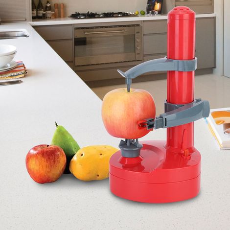 Éplucheur électrique multifonctionnel et créatif pour un usage domestique, idéal pour les pommes de terre, les pommes et autres fruits. (Rouge) (1/5)