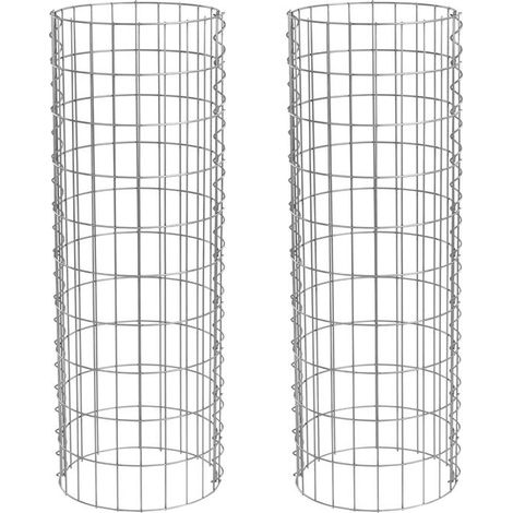 2 Gabions de pierre colonne ronde en métal galvanisé Ø 35 cm hauteur 100 cm (1/5)