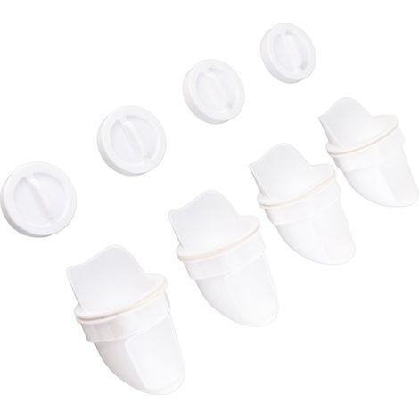 Kit de 4 mangeoires à poules DIY résistantes à la pluie, avec alimentation automatique par gravité, pour seaux, barils, bacs et auges (blanc). (1/5)