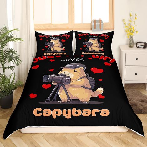 Jolie housse de couette 135 x 200 cm - Impression Kawaii - Cadeau pour les amateurs - Housse de couette rustique - Motif animaux (1/5)