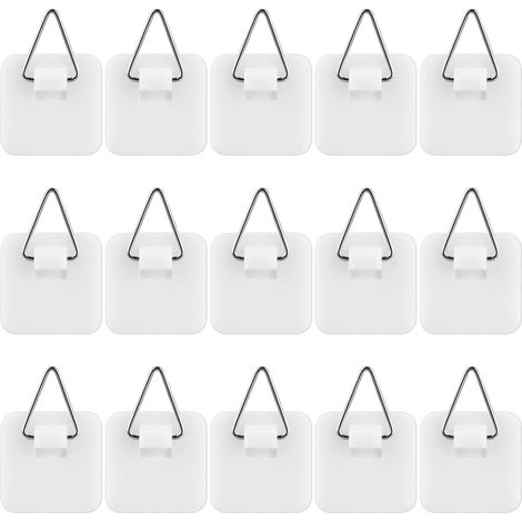 15 ganchos autoadhesivos para colgar cuadros sin necesidad de taladrar. Estos ganchos, también llamados clavos adhesivos, son ideales para fotos, rompecabezas, pósteres, pinturas y otros objetos decor