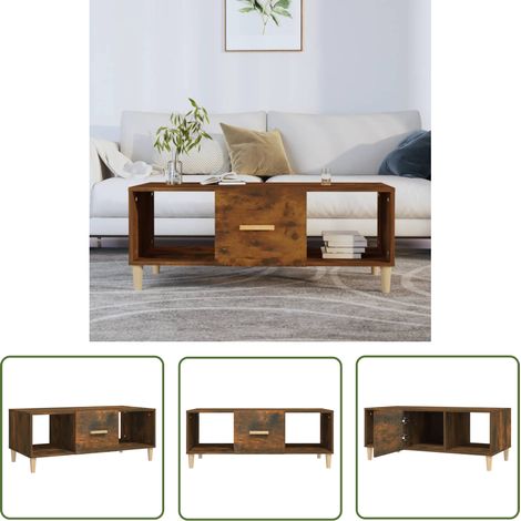 The Living Store Couchtisch Räuchereiche 102x50x40 cm Holzwerkstoff - Couchtisch - Wohnzimmertisch - Holzmöbel - Rauchereiche - Sideboard (1/5)