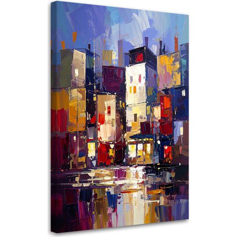 Impression sur Toile, Bâtiments colorés abstraction,20x30 (1/4)