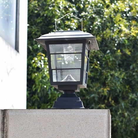 Solaire solaire étanche pilier pilier phare villa moderne mur décoratif clôture cour maison cour protection contre la poussière et la foudre lampe de pelouse durable style industriel tête simple Lihg (1/4)