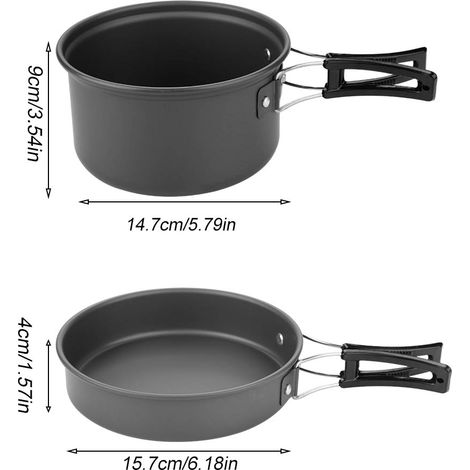 Ensemble de 8 Pièces Ustensiles de Cuisine Camping Portable Noir pour Pique-nique et Voyage (1/5)