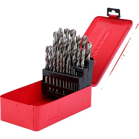 Set di punte elicoidali, materiale HSS, 25 pezzi, rosso (1/2)