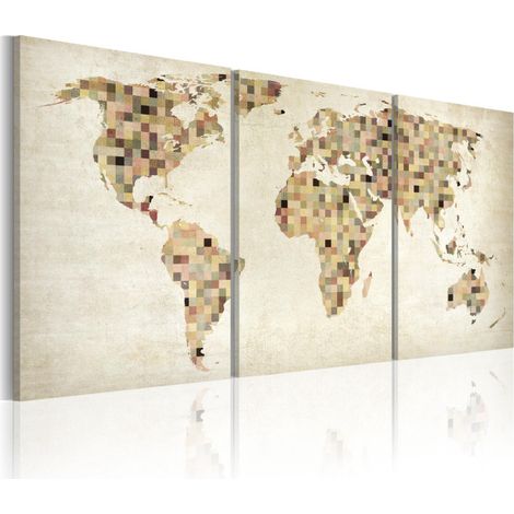 Tableau Imprimé "Carte du Monde Carrés" 30 x 60 cm (1/2)