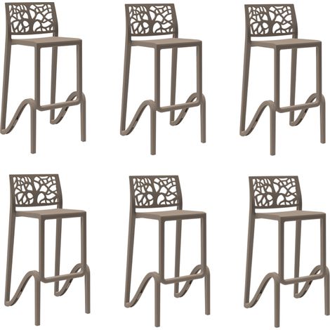 Sgabello bar impilabile alto H. seduta 75 cm TETI Tortora set 6 pezzi (1/2)