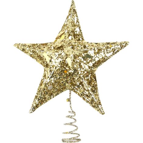 Étoile Pour Sommet D Arbre De Noël - 20 Cm - En Fil De Fer - Or - Décoration Festive - 1 Pièce (1/5)