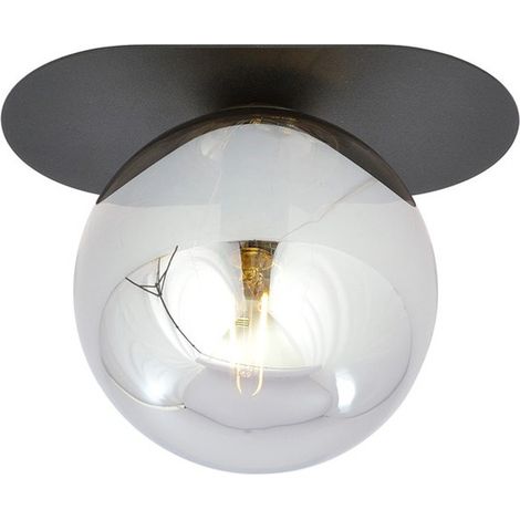 Lampada a Soffitto Plaza, Acciaio verniciato a polvere, Vetro, Nero, Grigio, 20x18x14 cm (1/5)