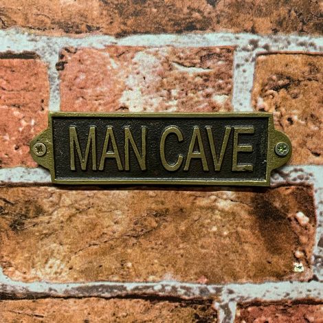 "Man Cave" - Wall Sign - Metal - L1 x W15 x H6 cm - Black