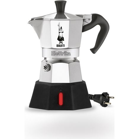 Cafetière italienne électrique Bialetti Moka Elettrika 2 tasses – Aluminium noir – 0,09 L – 170 W avec extinction automatique