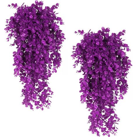 Zwei 80 cm große, lila-rote künstliche Grünlilien und Eukalyptus-Dekoration (1/5)