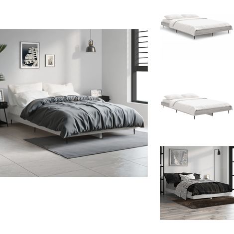Bettgestell Grau Sonoma 120x190 cm Holzwerkstoff - Holzbettfassungen - Doppelbett Gestell - Bettrahmen - Boxspring Rahmen - Grau Bettwäsche (1/5)