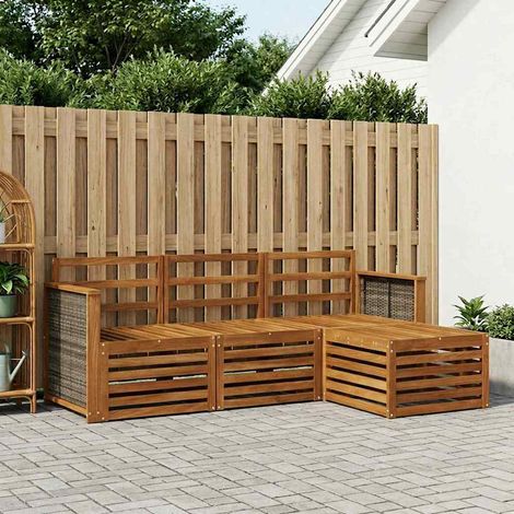 vidaXL Outdoor-Sofagarnitur 4 pcs Natur (1/5)