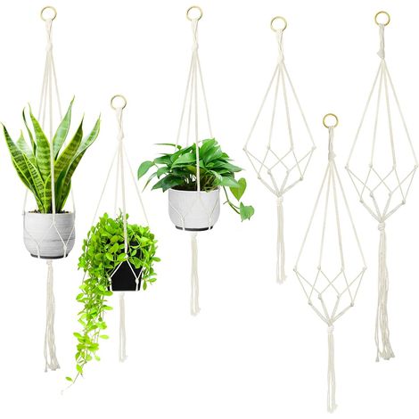 Suspensions pour Plantes en Macramé 6 Pièces, Corde de Coton (1/5)