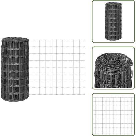 The Living Store Clôture euro Acier 10 x 0,8 m Gris - Clôture Acier - Clôture Euro - Clôture Jardin - Clôture Résistante - Clôture Décorative (1/5)