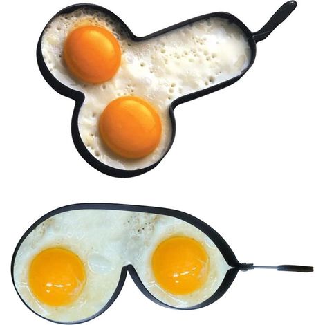 Lot de 2 moules à œufs au plat amusants en acier inoxydable antiadhésif, avec poignée, pour former les œufs et les crêpes. (1/5)