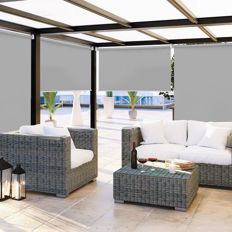 TolleTour Estor Vertical Exterior 100x240 cm para Balcón y Terraza Protección Solar Impermeable 80% Gris Claro