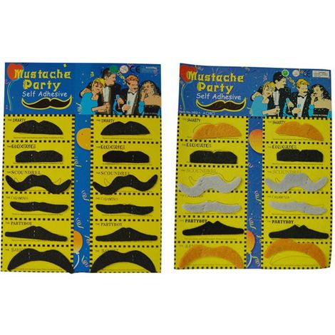 Lot de 12 moustaches autocollantes, 6 styles variés, fibres synthétiques réalistes, accessoires déguisement fête Halloween adulte enfant (1/5)