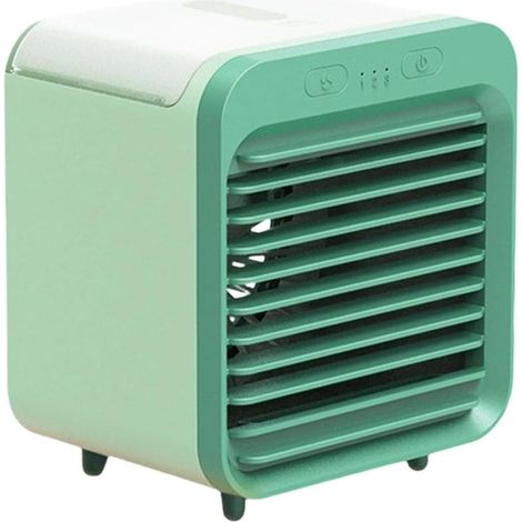 Climatiseur Portable Sans Évacuation Pulvérisation 2 Vitesses 4000 mAh Réservoir 200 ml Bureau Maison Vert- (1/5)