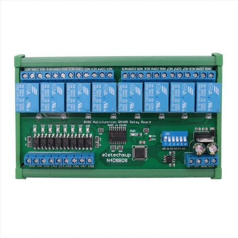 Carte relais RS485 8 canaux 24 V CC Modbus RTU pour contrôle d'automatisation PLC (1/5)