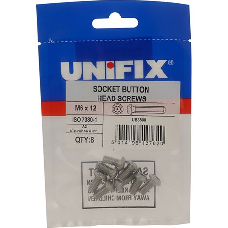 Unifix A2-70 St/St Socket Button Head Screws M6 x 30 - Box of 20 (1/2)