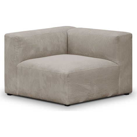 Chauffeuse d'angle à gauche modulable en velours côtelé taupe - Modulo (1/3)