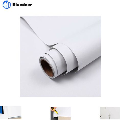 – Papier adhésif pour meubles blanc mat 60x300cm – Film vinyle autocollant imperméable – Pour rénovation et décoration – Application facile (1/5)