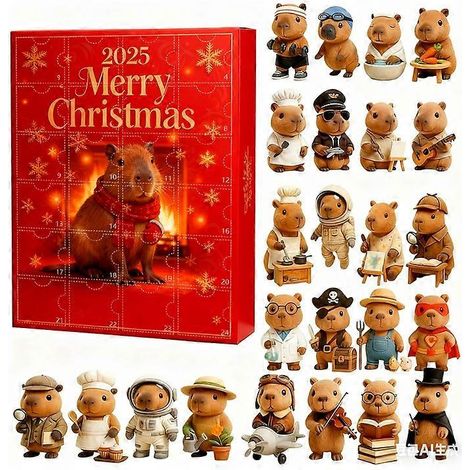 24 décorations de Noël en acrylique 2D représentant de mignons capybaras, calendrier de l'Avent, pendentif capybara à suspendre au sapin - C