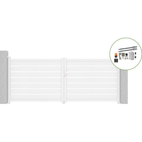 Portail battant 3,5m VOGEL H.140cm alu blanc + motorisation TANKER B250 (1/4)